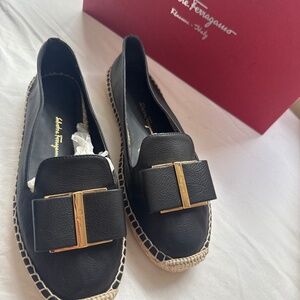 Salvatore Ferragamo black espadrilles size 6
